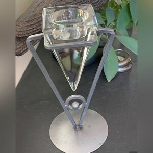 Vintage Glass/Metal Tealight Holder